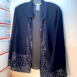 Dana Kay Polyester Open Dress Jacket Sequins Pattern